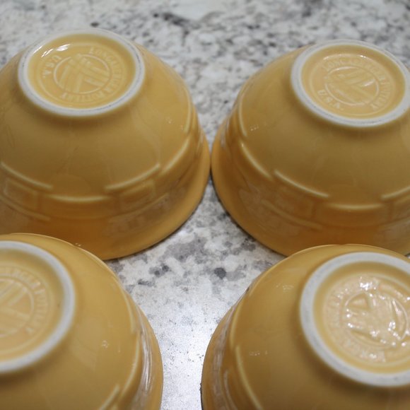 Longaberger Dessert Bowls with Wrought Iron Caddy Server Stand Butternut Yellow - Picture 7 of 8